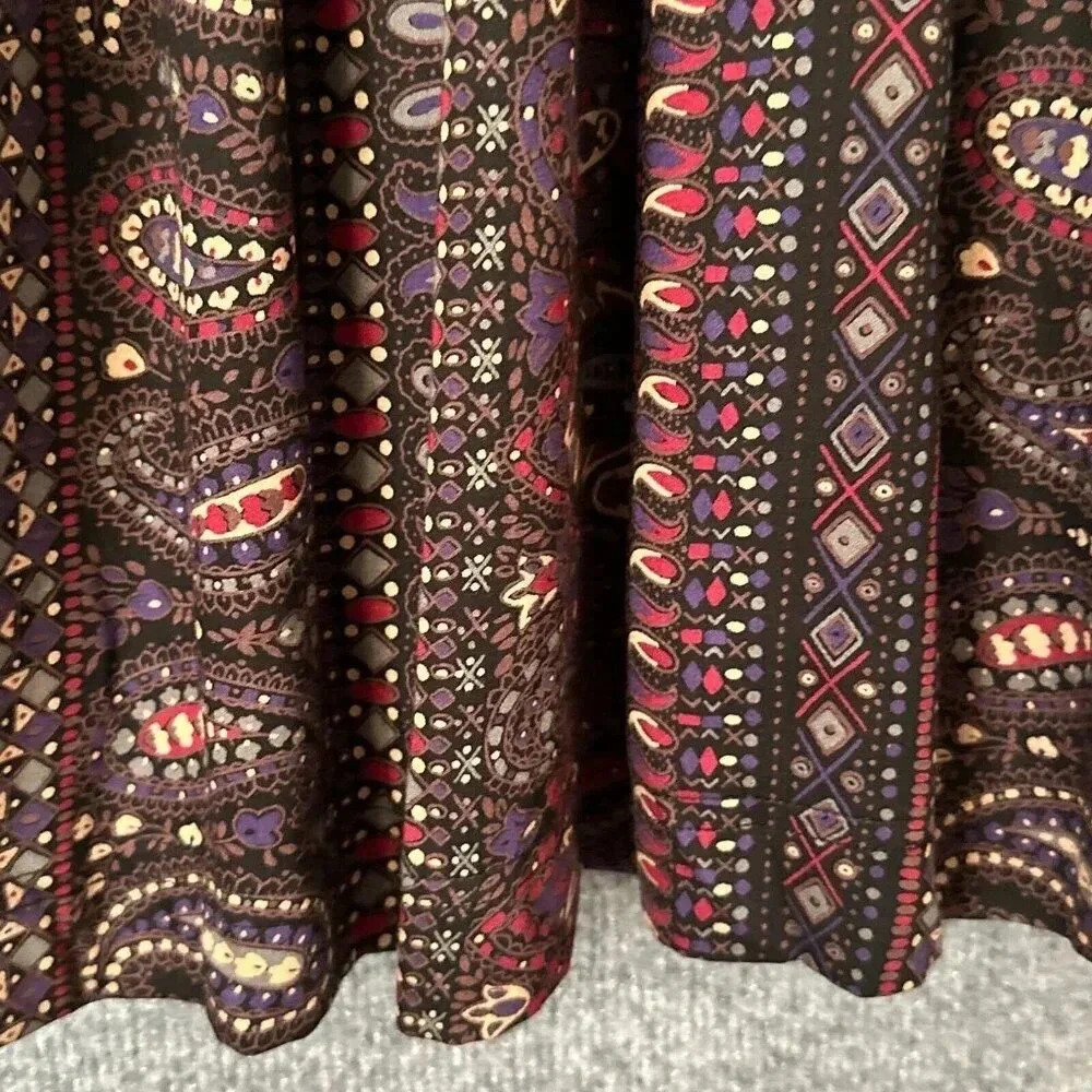 Vintage Rafaella Skirt Womens 8 Multicolor Pleated Pockets Paisley Boho Midi - Picture 10 of 16